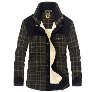 Men’s Winter Jacket Warm Fleece Cotton Plaid Coat Military Style | Lorrid®