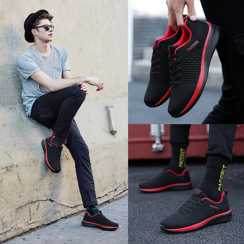 Lorrid Men's Breathable Running & Walking Knit Sneakers Lightweight Gym Sports Shoes