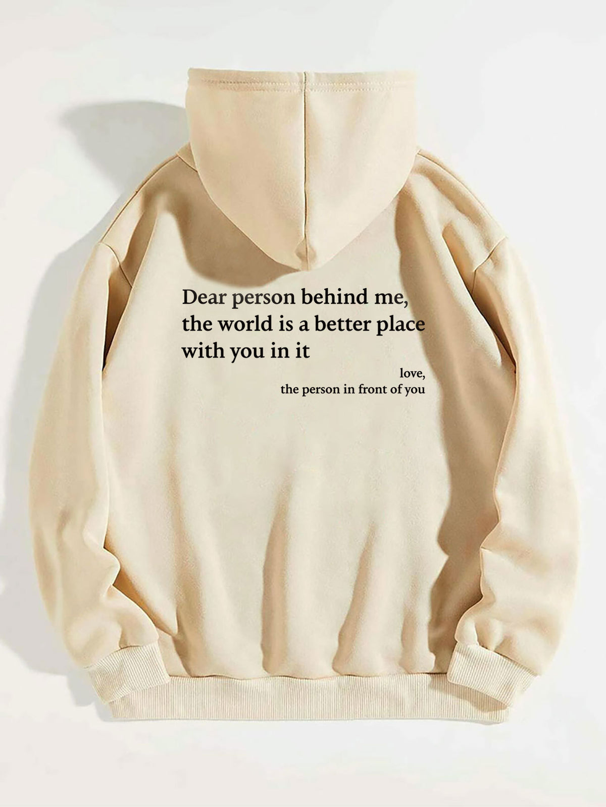 Dear Person Behind Me Women’s Plush Letter-Printed Kangaroo-Pocket Hooded Pullover – ® Lorrid