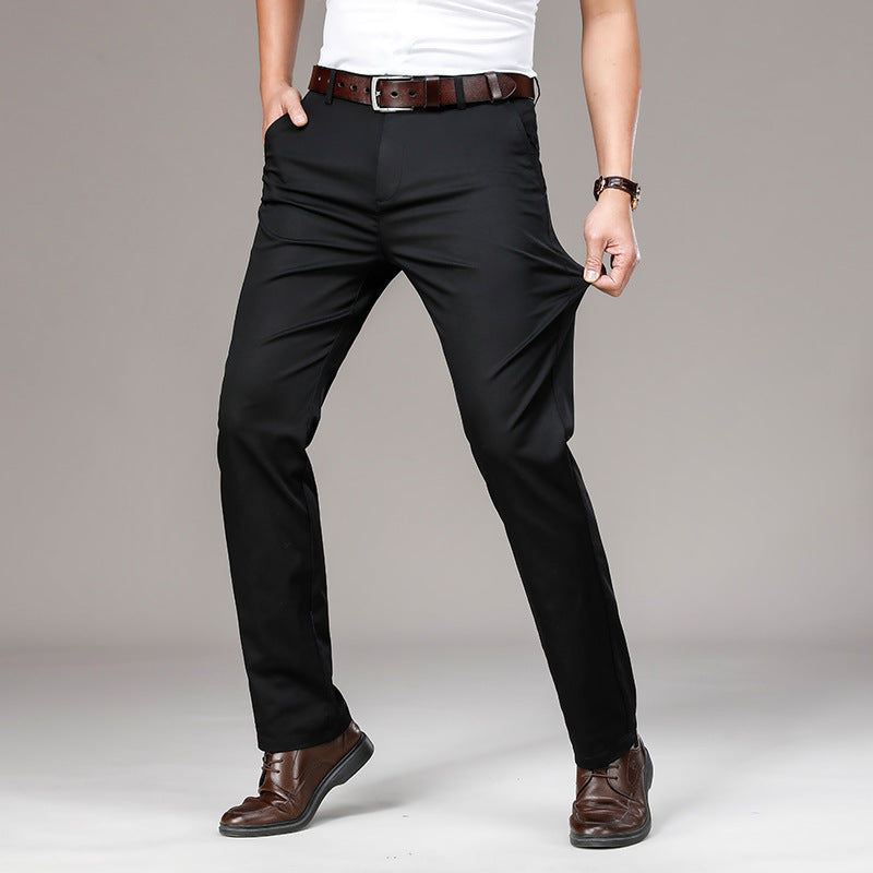 Men’s Thin Cotton Stretch Trousers | Loose Straight Mid-Waist Business Pants | Lorrid® UK