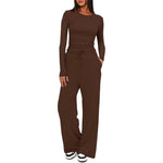 Women’s 2-Piece Casual Suit | Long Sleeve Top & High-Waisted Wide Leg Pants | Lorrid® UK