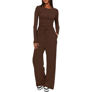 Women’s 2-Piece Casual Suit | Long Sleeve Top & High-Waisted Wide Leg Pants | Lorrid® UK