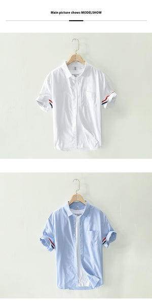 Men’s Cotton Casual Short-Sleeved Shirt | Trendy Loose Printed Striped | Lorrid® UK