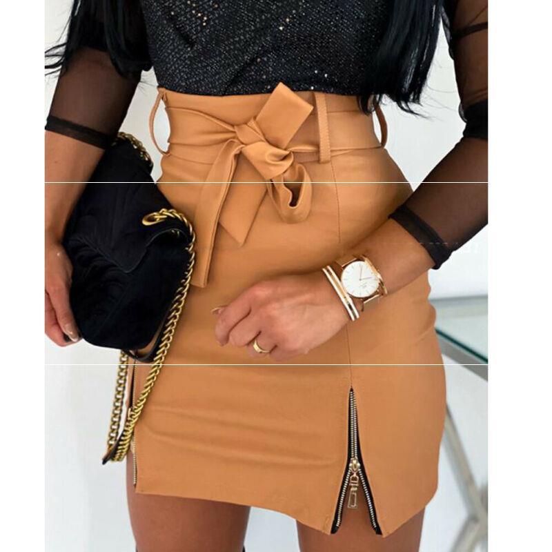 Women’s Bandage PU Leather Mini Skirt – Stylish Short Skirt | Lorrid® UK