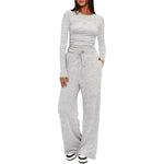 Women’s 2-Piece Casual Suit | Long Sleeve Top & High-Waisted Wide Leg Pants | Lorrid® UK