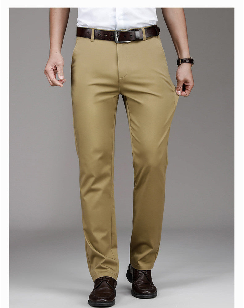 Men’s Thin Cotton Stretch Trousers | Loose Straight Mid-Waist Business Pants | Lorrid® UK
