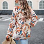 Women’s Floral Print V Neck Chiffon Blouse Long Sleeve Casual Tops | Lorrid®