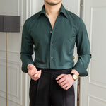 Men’s Slim-Fit Dark Plaid Long-Sleeve Shirt | Non-Iron Casual Top | Lorrid® UK
