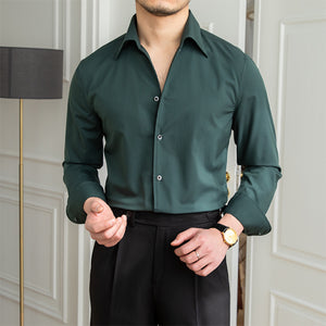 Men’s Slim-Fit Dark Plaid Long-Sleeve Shirt | Non-Iron Casual Top | Lorrid® UK