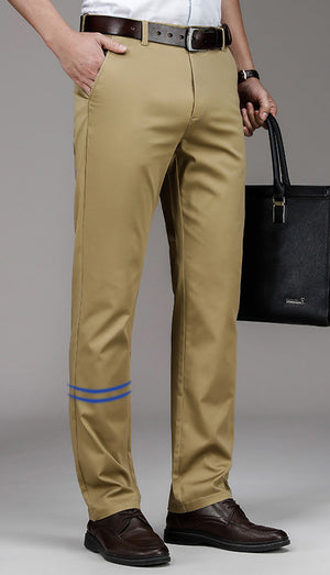 Men’s Thin Cotton Stretch Trousers | Loose Straight Mid-Waist Business Pants | Lorrid® UK