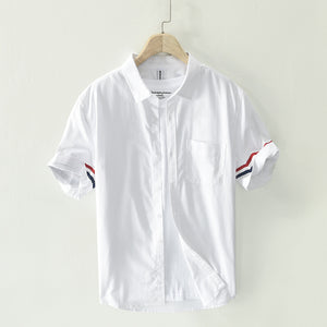 Men’s Cotton Casual Short-Sleeved Shirt | Trendy Loose Printed Striped | Lorrid® UK