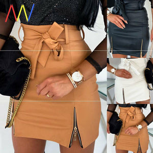 Women’s Bandage PU Leather Mini Skirt – Stylish Short Skirt | Lorrid® UK